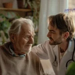 پرستار سالمند در باغ فیض